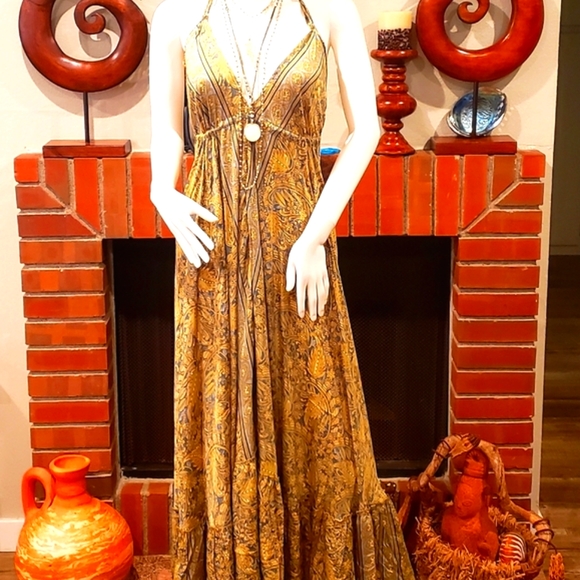 Karma Highway Beautiful Silky Bohemian Maxi Dress OS NWT - Picture 4 of 9
